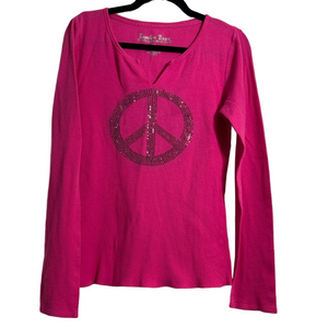 Pink Sequin Peace Long Sleeve Tee